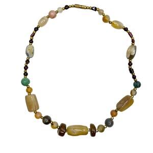 Vintage Multicolor Semi Precious Polished Stone Necklace